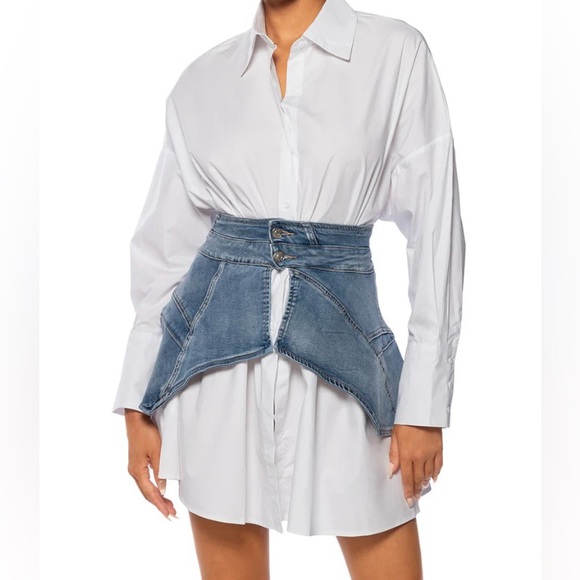 AKIRA Label Somethin Extra Peplum Denim Waist Belt - Picture 1 of 6